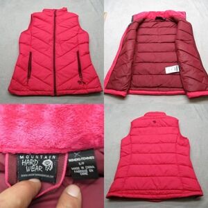 Mountain Hardwear Down Vest Womens Small Pink Pockets Full Zip‎ Quilted Puffer